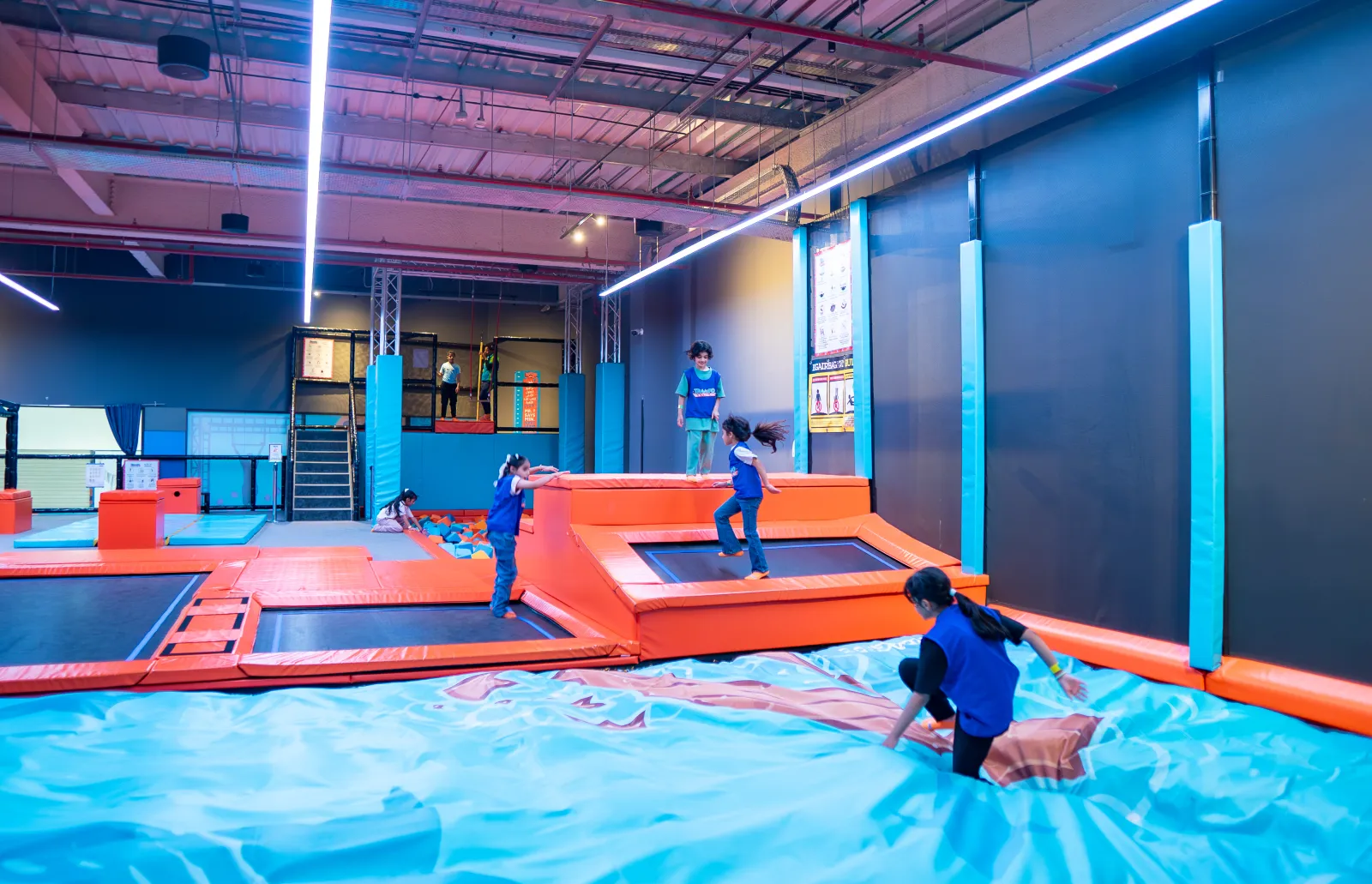 Giant BigAirBag inflatable landing cushion at Trampo trampoline park