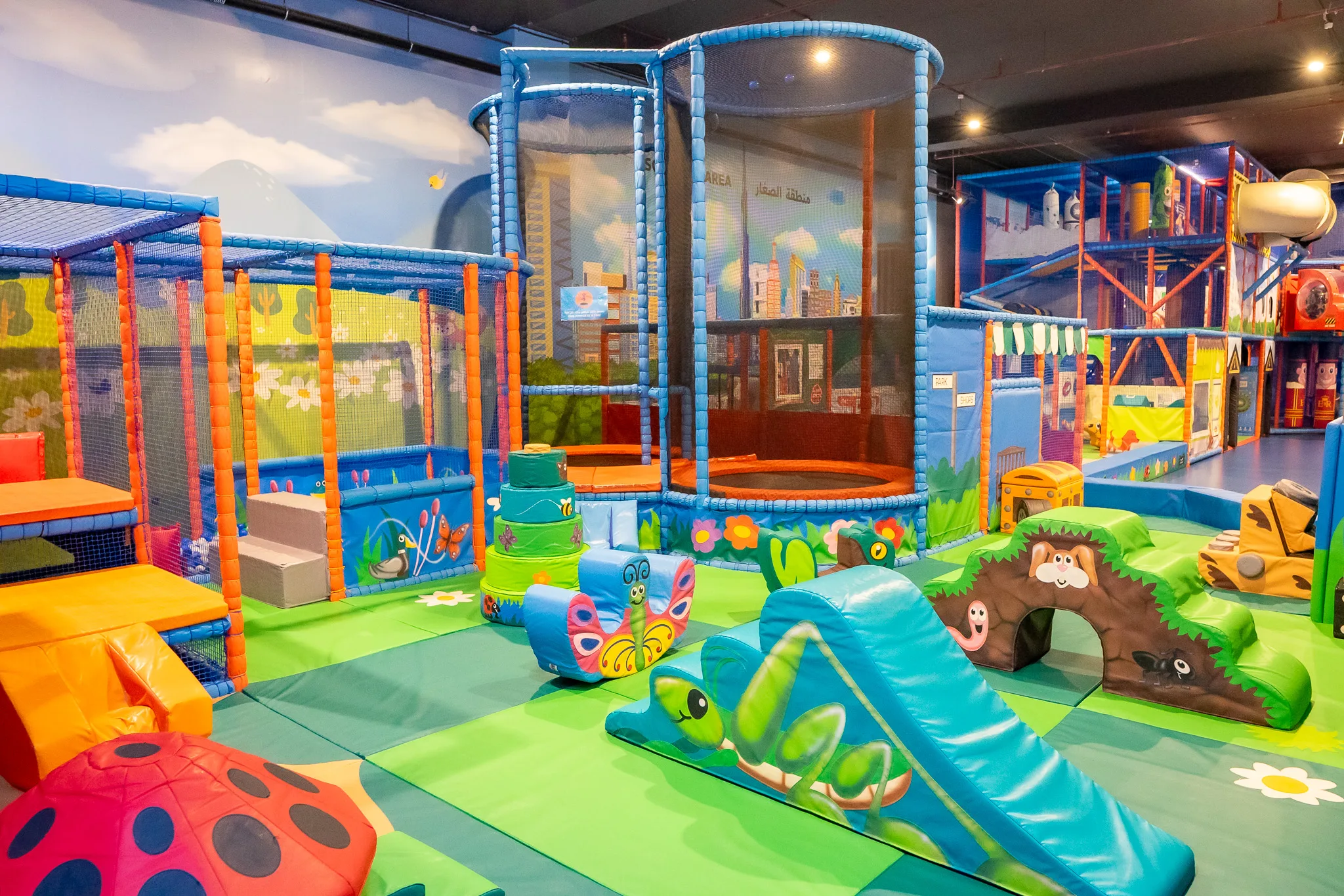 Kids exploring the rope bridges and climbing areas