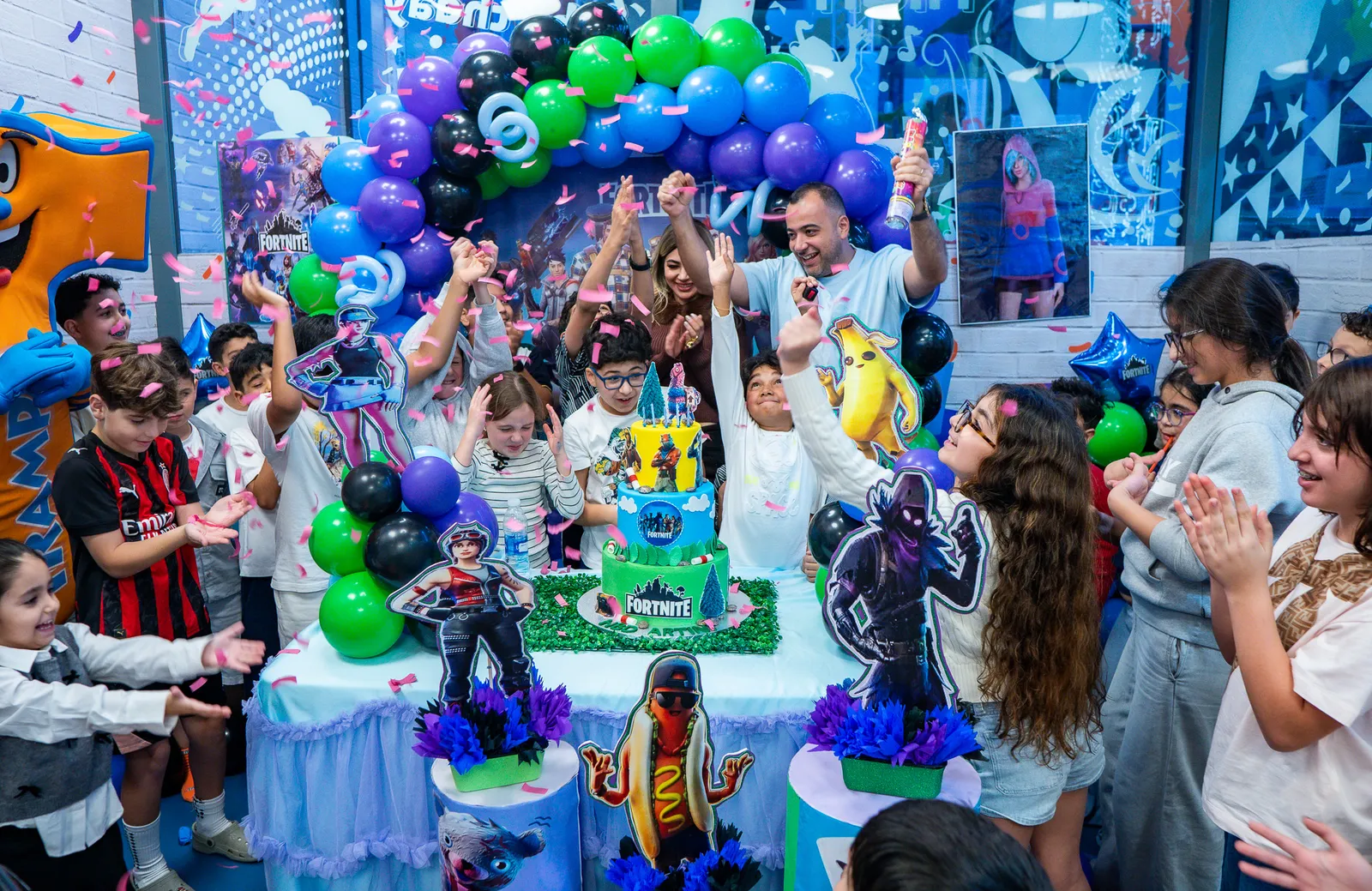 Group birthday moment at Trampo UAE